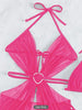 3pcs Halter Neck Bikini Beach Summer Solid Color Split Swimsuit Womens Clothing