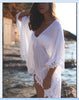 Fashion Solid Color Beach Bikini Lace White Blouse