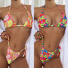 New Floral Drawstring Bikini Swimsuit Women