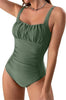 Sexy Square Neck One-piece Bikini Summer New Solid Color Pleated Design Swimsuit Beach Vacation Womens Clothing